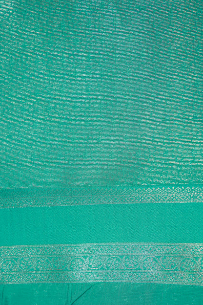 "Utsav Banaras 040A" Banarasi Tanchoi Silk Saree in Yellow & Rama Green with Silver Zari Motifs