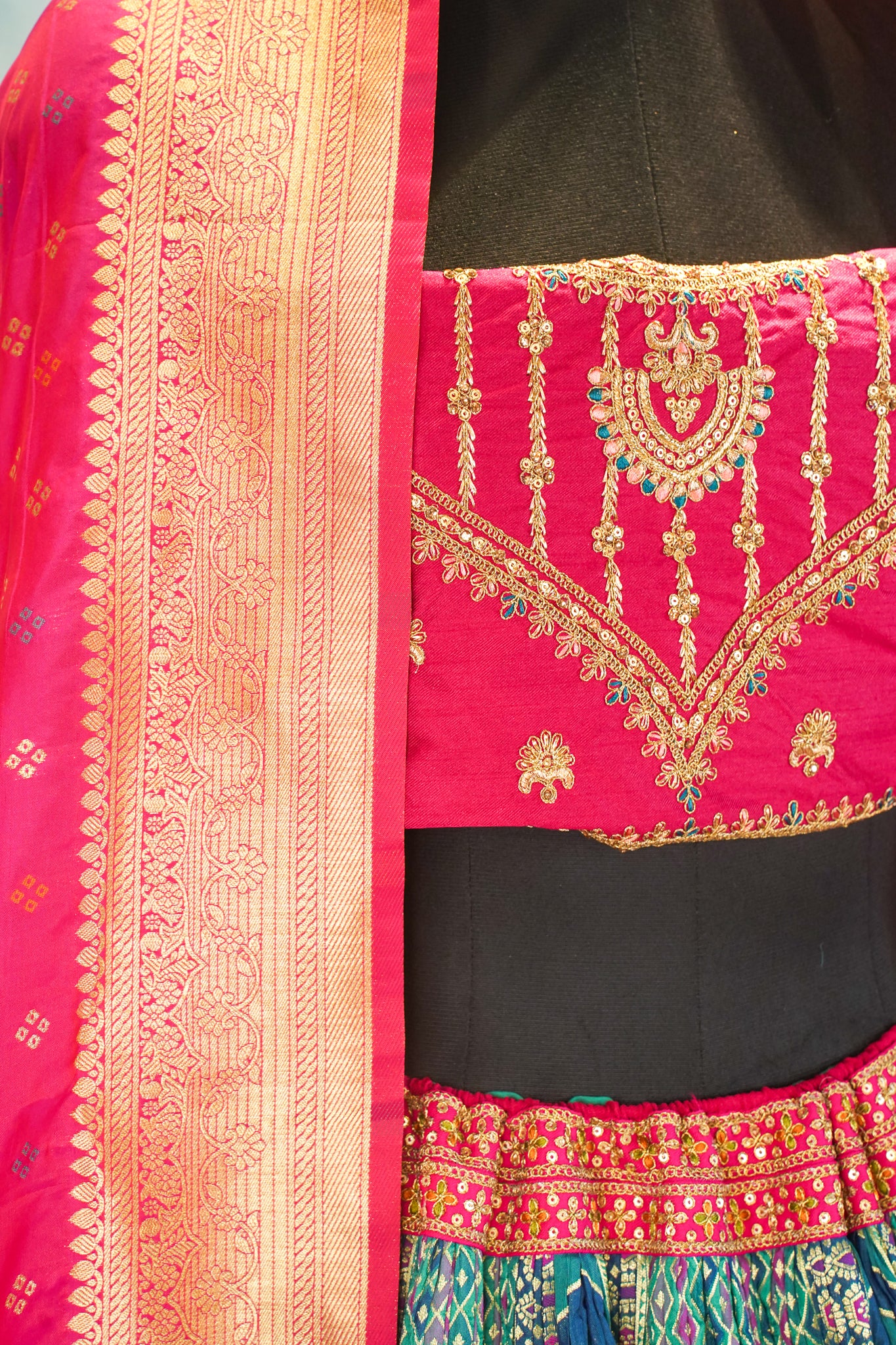 "MANSI 022" Banarasi Crush Rangkat Silk Lehenga with Elegant Cutwork Border