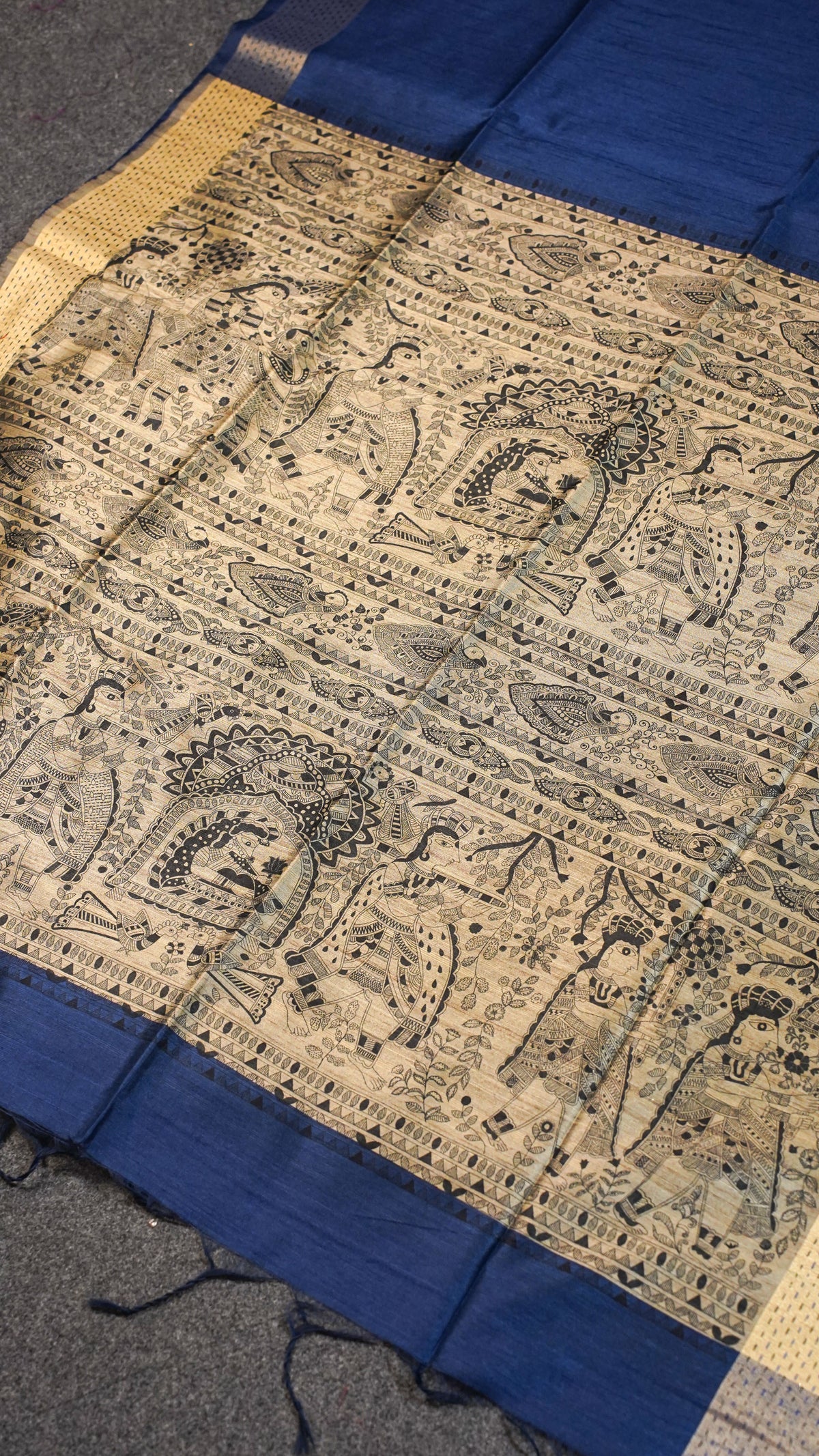 "UTSAV BANARAS 115" Banarasi Dark Blue Madhubani Silk Saree