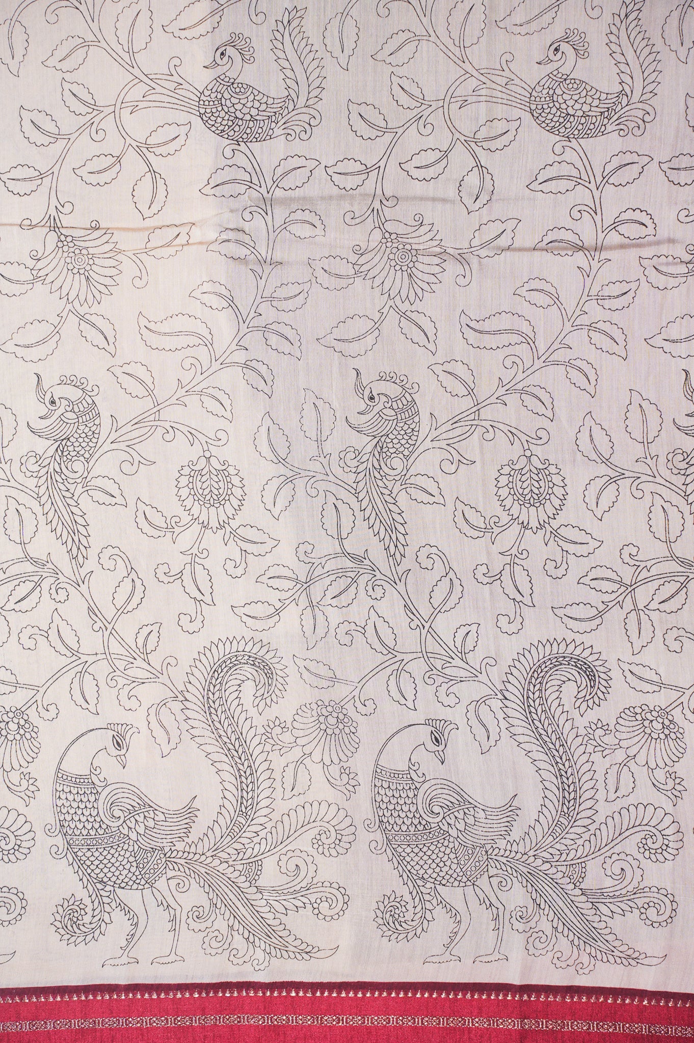 UTSAV BANARAS 335: Graceful Ivory Munga Silk Saree with Artistic Print &amp; Satin Zari Patta Border