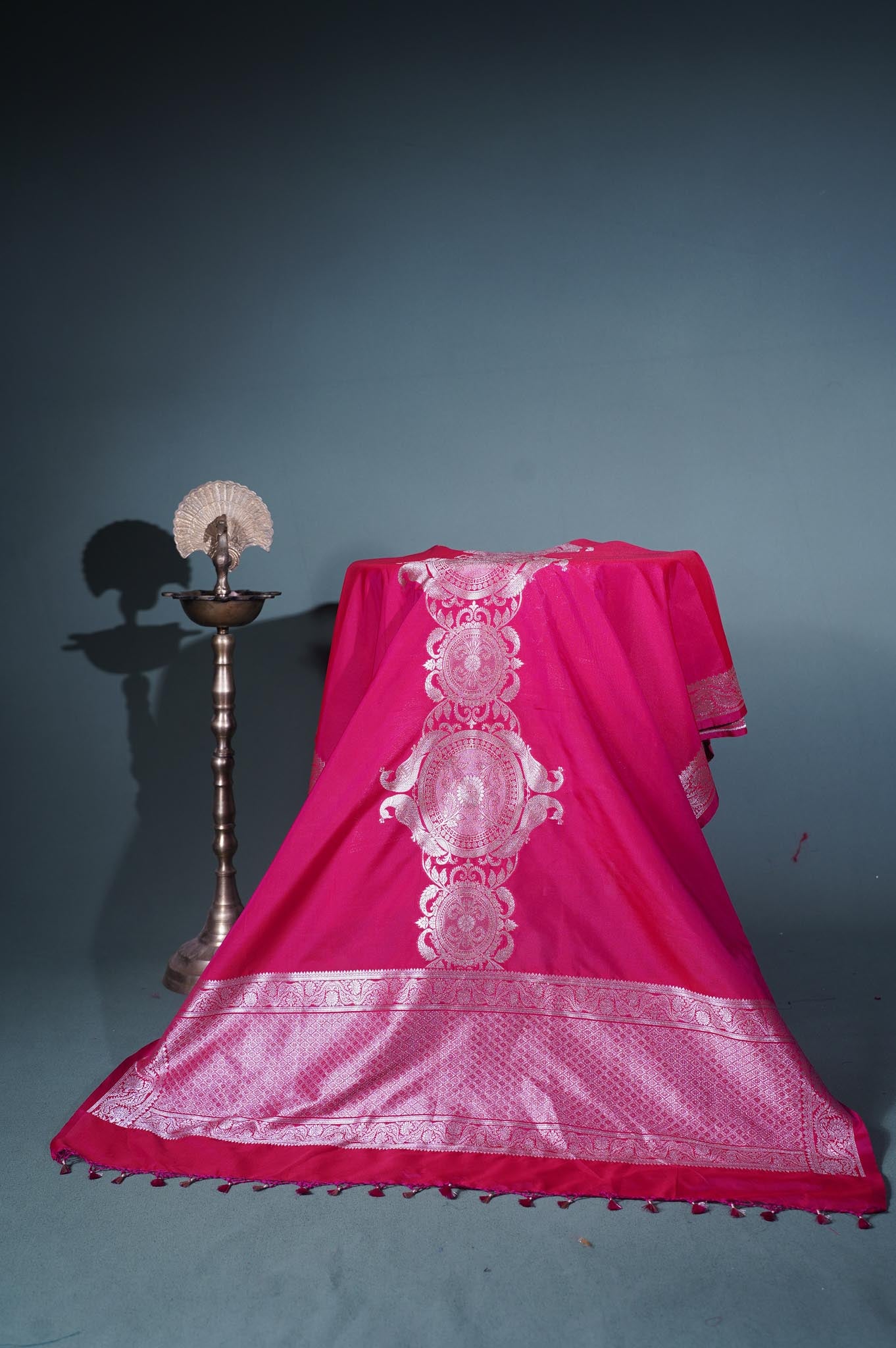 "MCD 006" Banarasi Red Designer Vegan Silk Dupatta