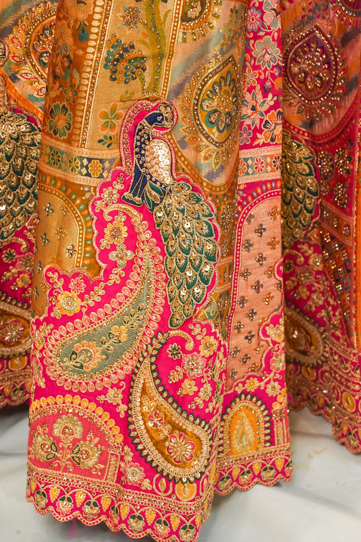 "MANSI 026" Banarasi Multi Shade Traditional Silk Lehenga Cutwork Border With AD Work