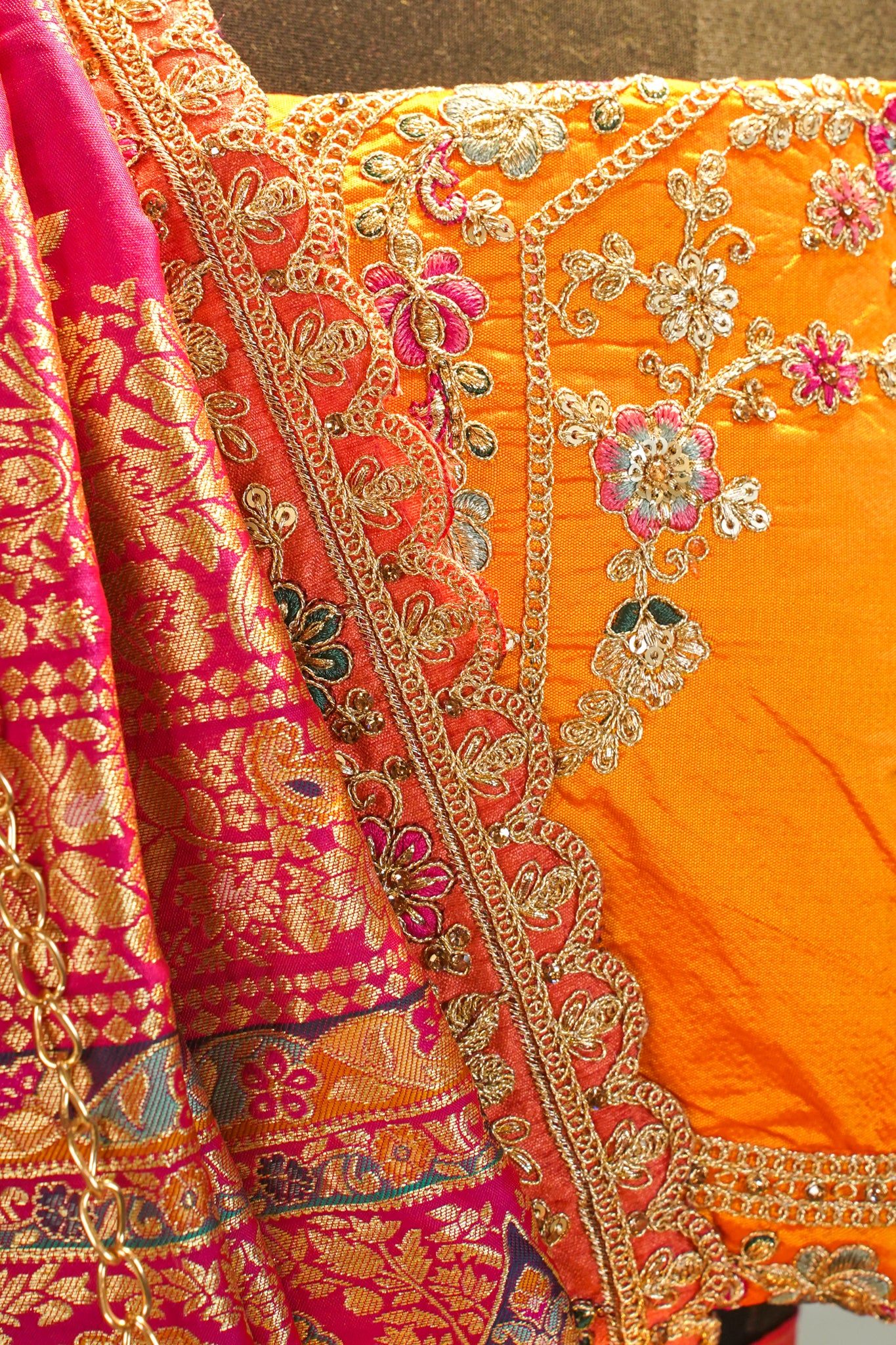 "MANSI 026" Banarasi Multi Shade Traditional Silk Lehenga Cutwork Border With AD Work