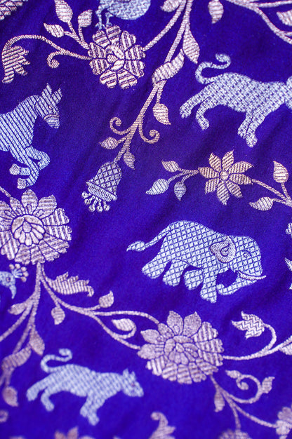 "WAAH BANARAS 113" Banarasi Royal Purple Silk Shikargah Saree with Sona Rupa Weaving