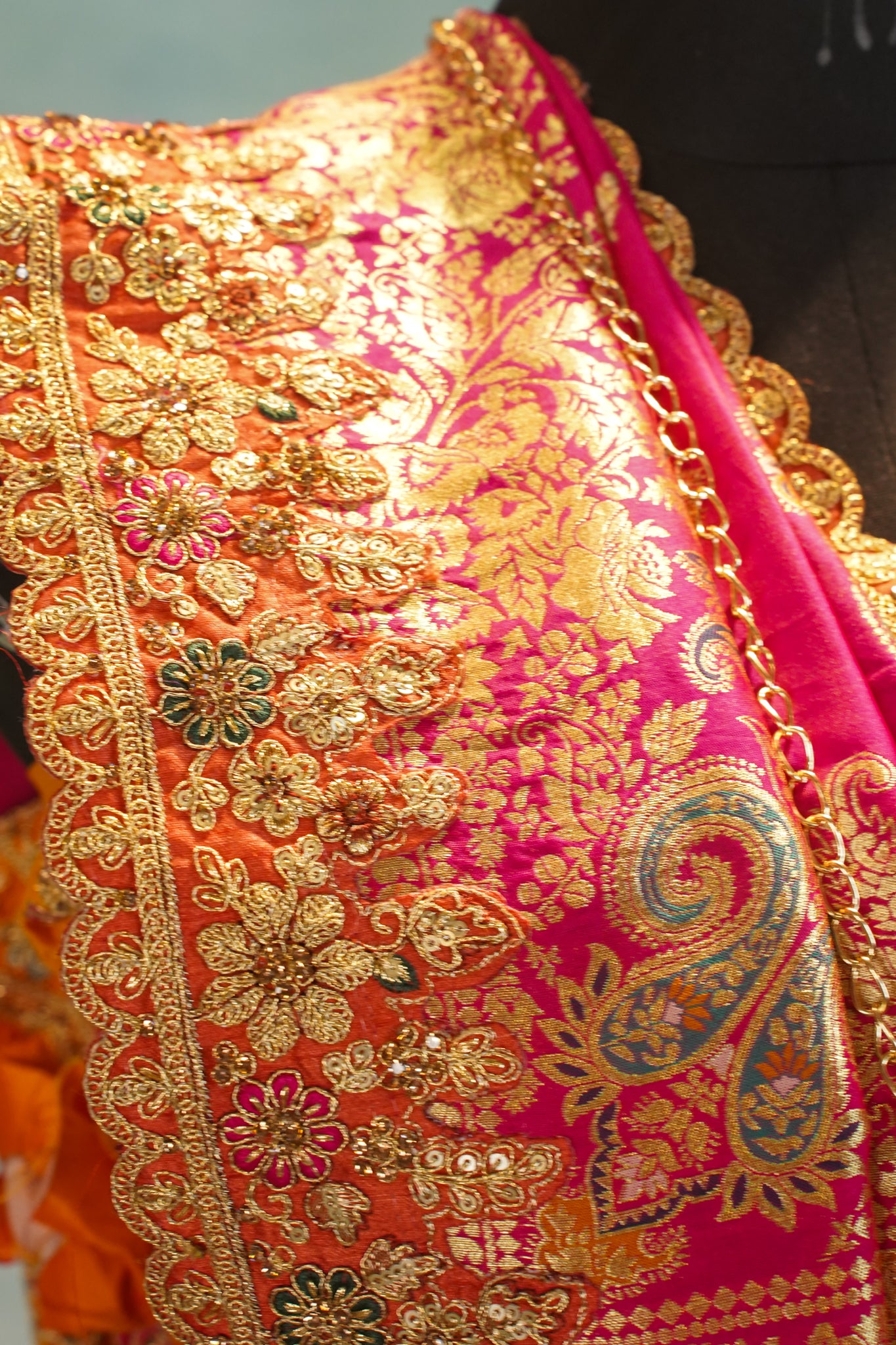 "MANSI 026" Banarasi Multi Shade Traditional Silk Lehenga Cutwork Border With AD Work