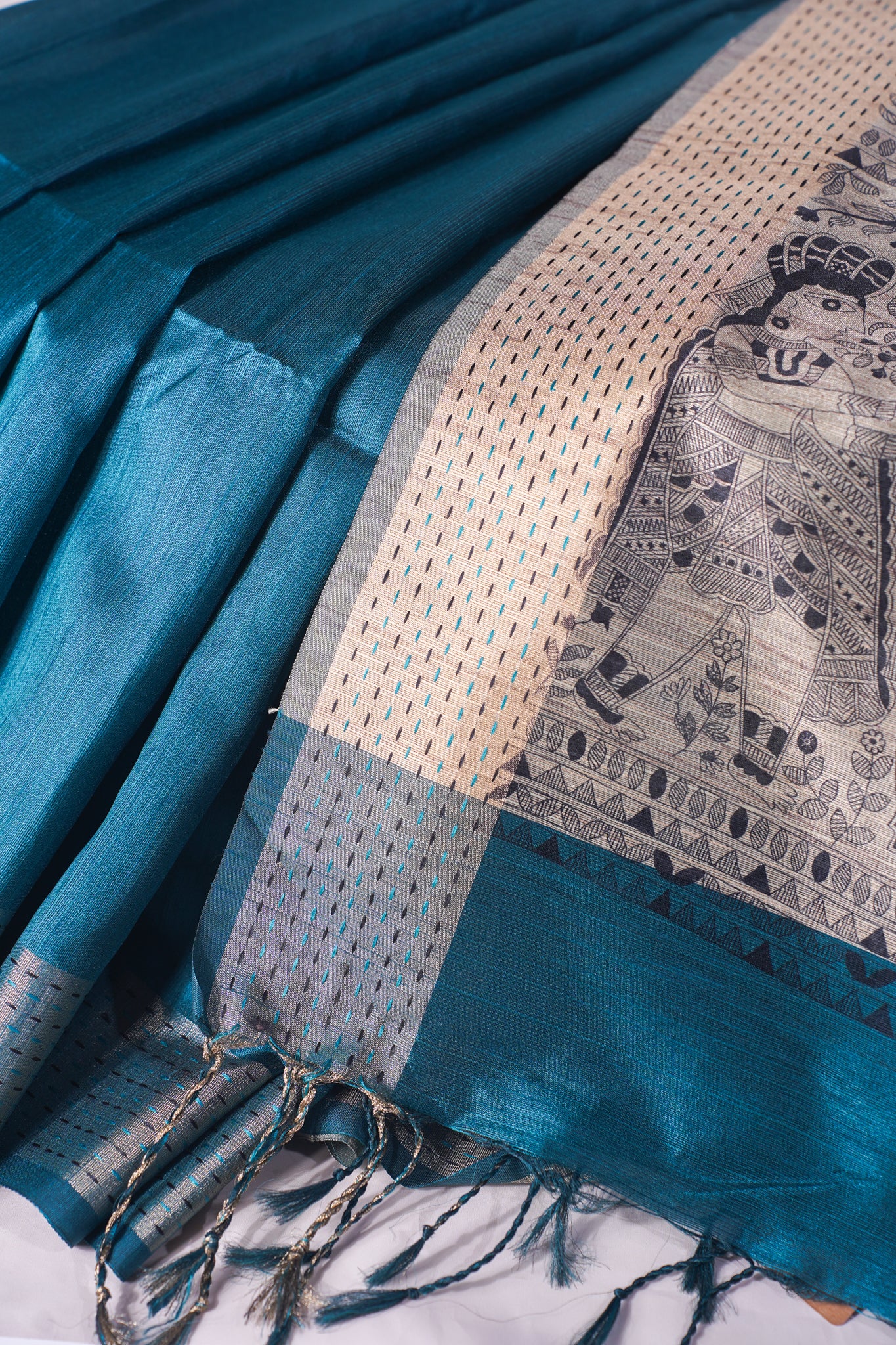 "UTSAV BANARAS 224" Banarasi Deep Teal Green Madhubani Silk Saree