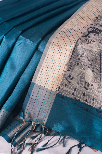 "UTSAV BANARAS 224" Banarasi Deep Teal Green Madhubani Silk Saree