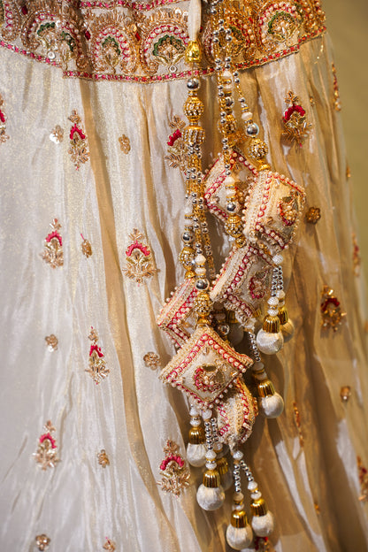 "Mansi 068" Banarasi Tissue Silk Dazzling Cut Dana Hand-Work Traditional Lehenga