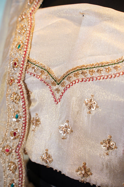 "Mansi 068" Banarasi Tissue Silk Dazzling Cut Dana Hand-Work Traditional Lehenga