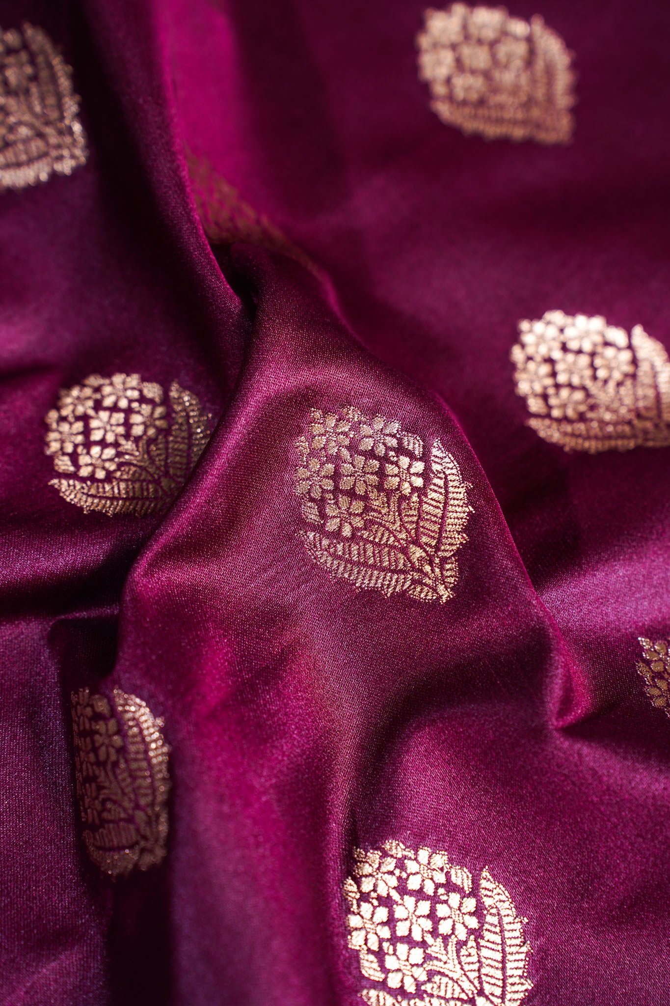 "MCF 8" Banarasi Handwoven Maroon Brocade Buta Fabric