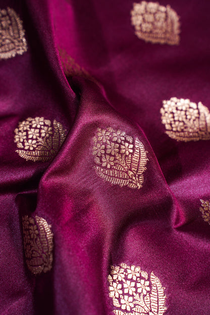 "MCF 8" Banarasi Handwoven Maroon Brocade Buta Fabric