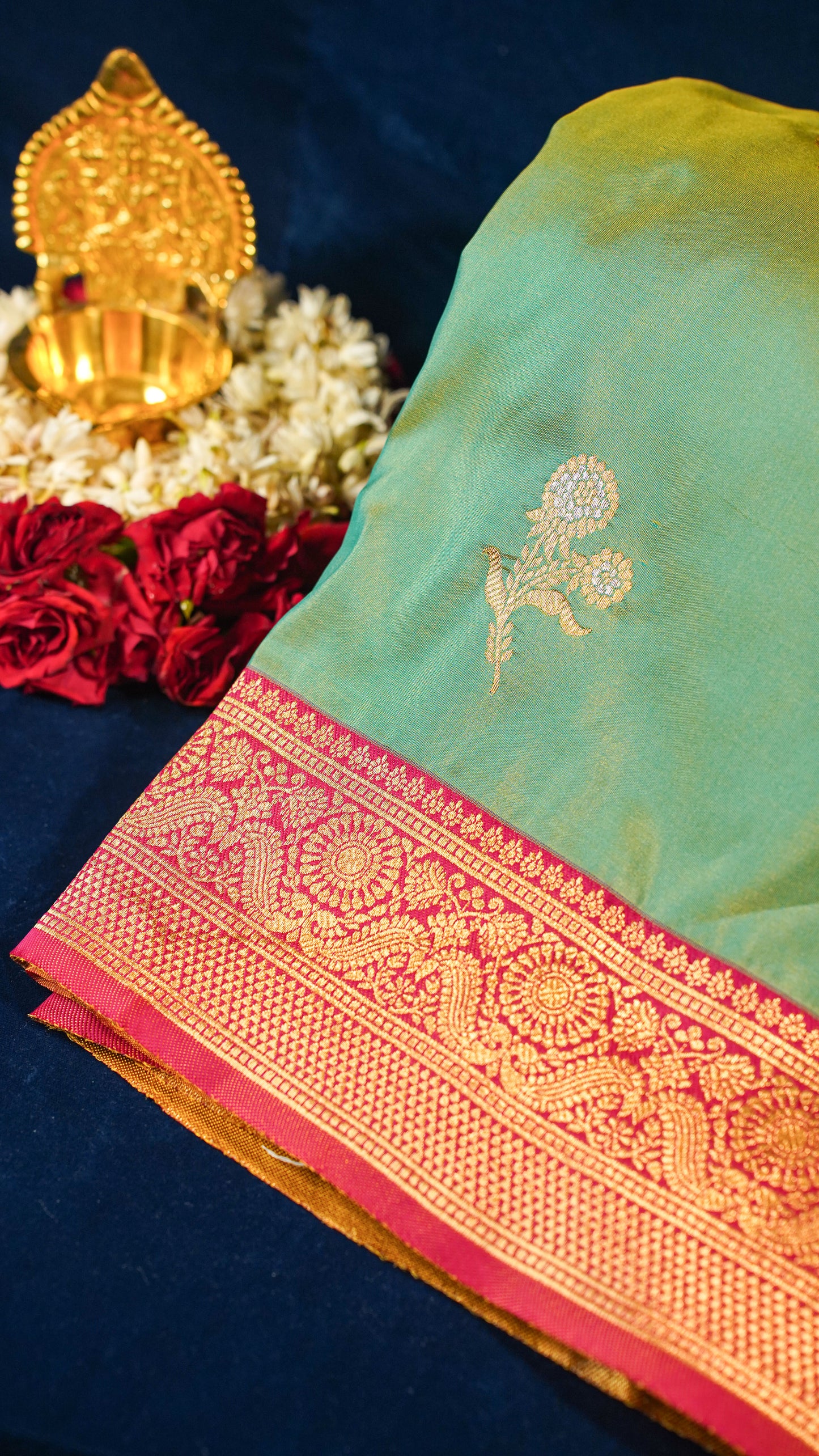 "UTSAV BANARAS 155" Banarasi Green Katan Silk Saree