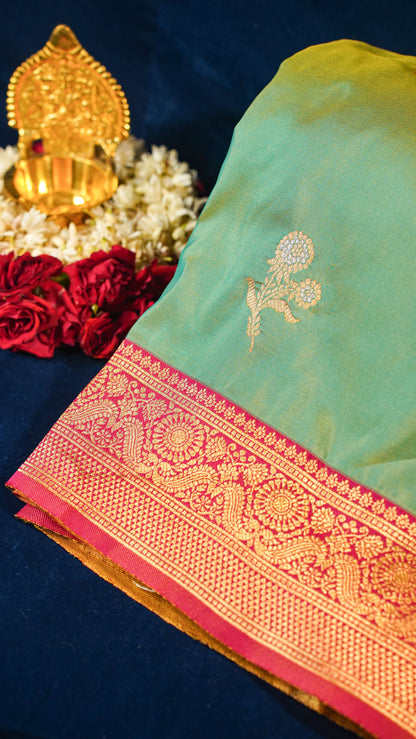 "UTSAV BANARAS 155" Banarasi Green Katan Silk Saree