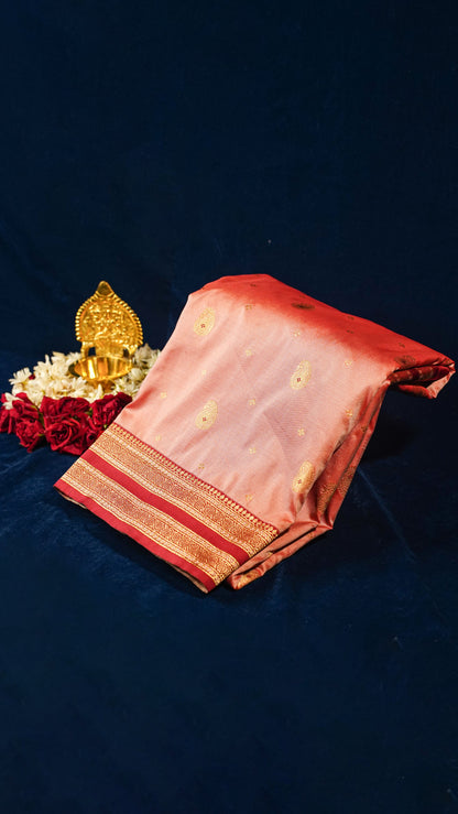 "UTSAV BANARAS 158" Banarasi Peach Katan Silk Saree