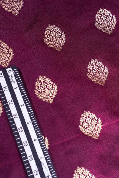 "MCF 8" Banarasi Handwoven Maroon Brocade Buta Fabric