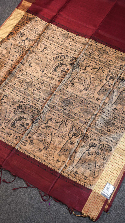 "UTSAV BANARAS 113" Banarasi Rich Maroon Madhubani Silk Saree