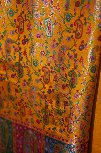 MANSI 113 Regal Mustard Yellow Meenakari Brocade Silk Suit Set