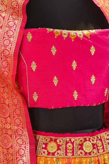 "MANSI 020" Banarasi Crush Rangkat Silk Lehenga With Elegant Cutwork Border