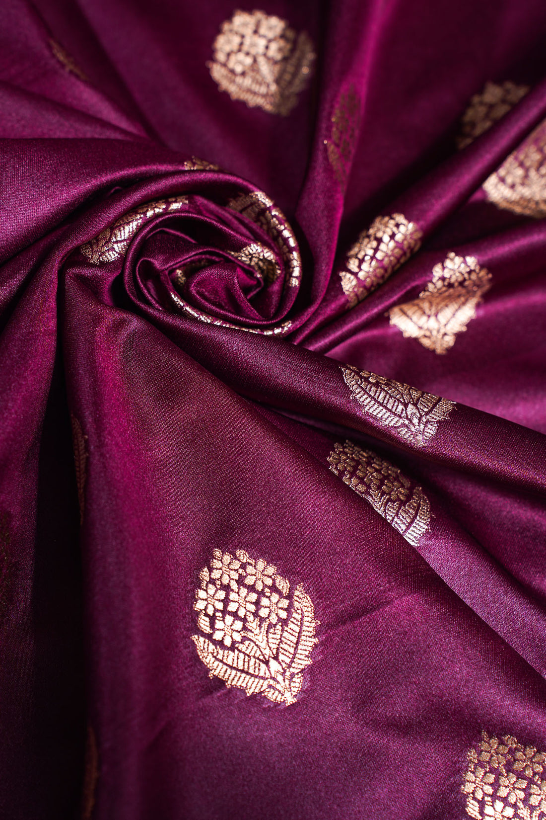 "MCF 8" Banarasi Handwoven Maroon Brocade Buta Fabric