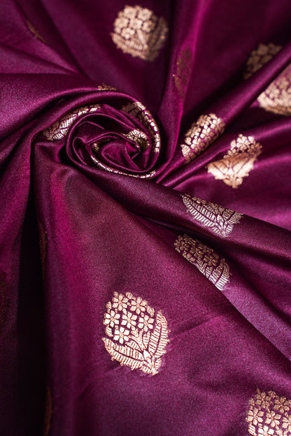 "MCF 8" Banarasi Handwoven Maroon Brocade Buta Fabric