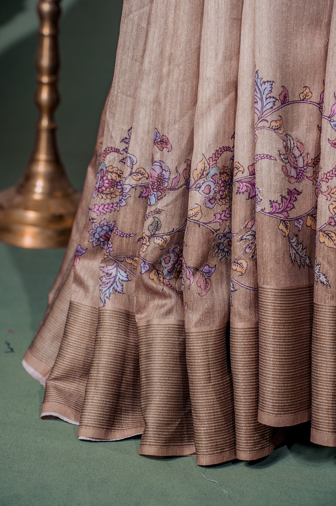 "UTSAV BANARAS 281" Banarasi Earthy Beige Aari Pita Work Matka Silk Saree