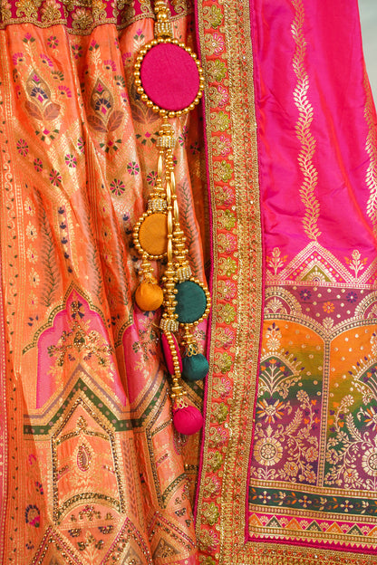 "MANSI 027" Banarasi Traditional Silk Lehenga Cutwork Border With AD Work