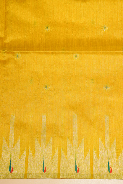 "UTSAV BANARAS 170" Banarasi Bright Yellow Cotton Tissue Silk Saree With Kamal Butta