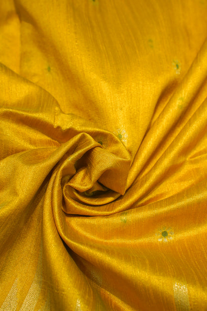 "UTSAV BANARAS 170" Banarasi Bright Yellow Cotton Tissue Silk Saree With Kamal Butta