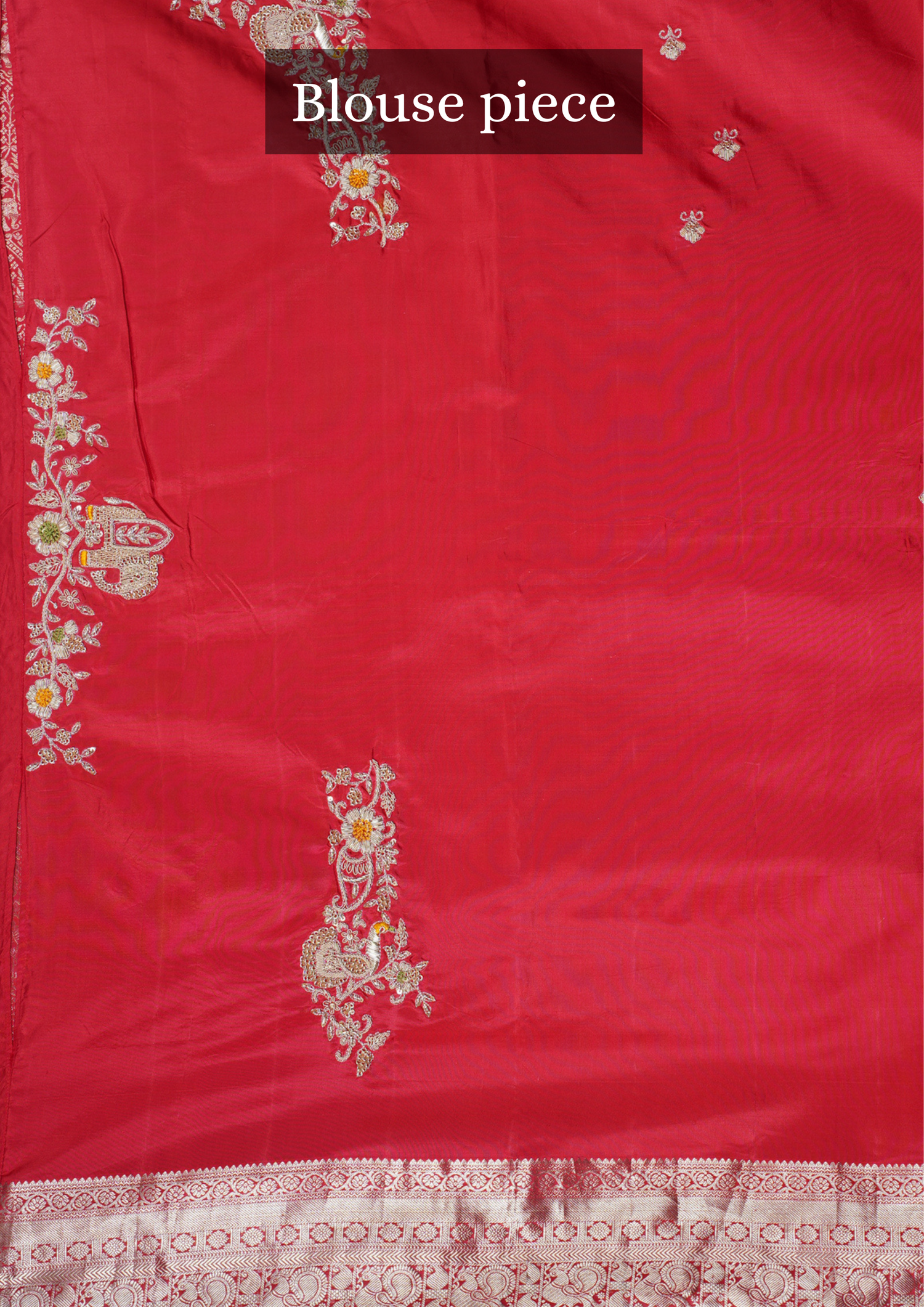 "Founder Choice 041" Banarasi Royal Red Pure Kanjivaram Barik Zardozi Cut Work Border Embroidered Silk Saree
