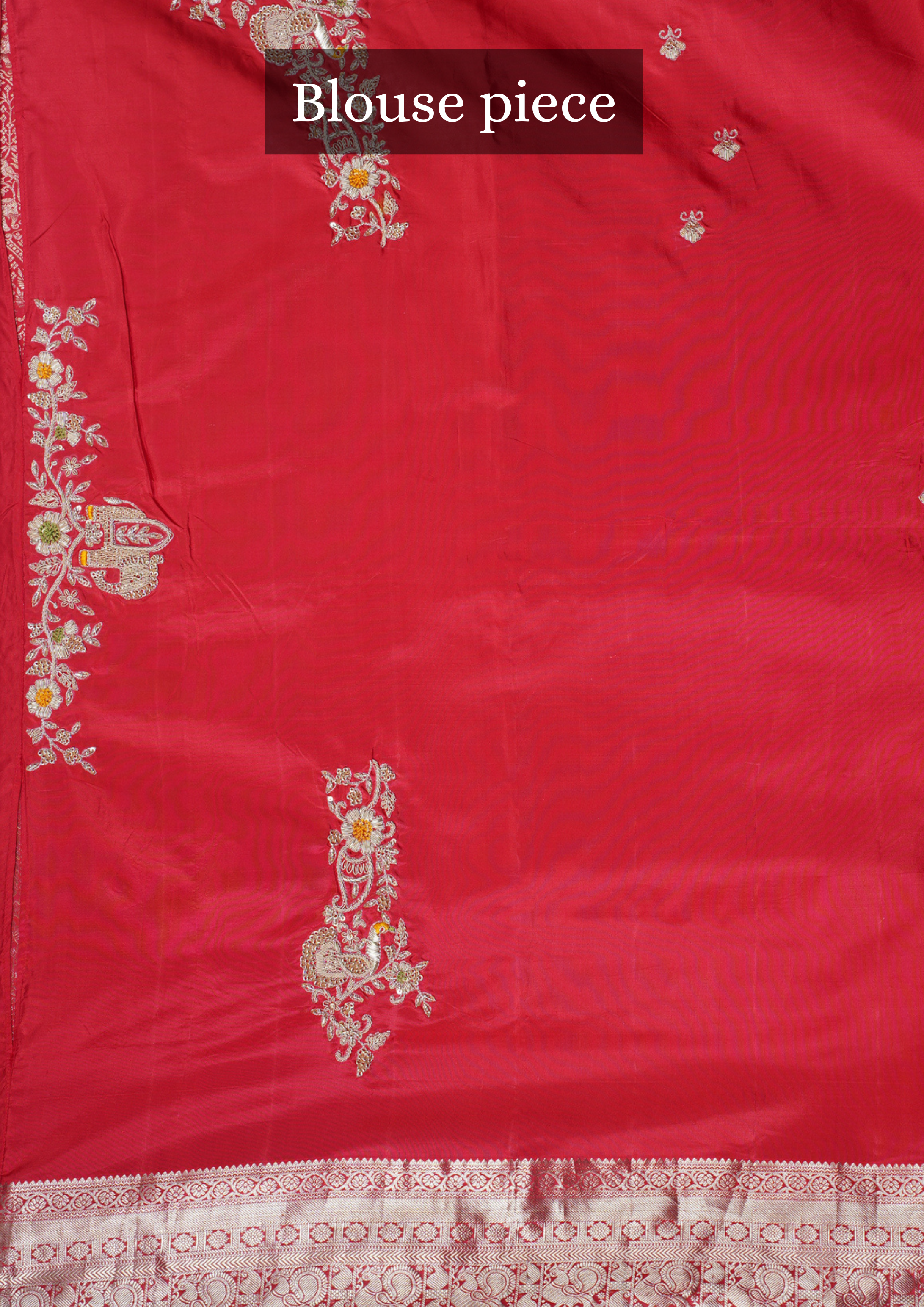 "Founder Choice 041" Banarasi Royal Red Pure Kanjivaram Barik Zardozi Cut Work Border Embroidered Silk Saree