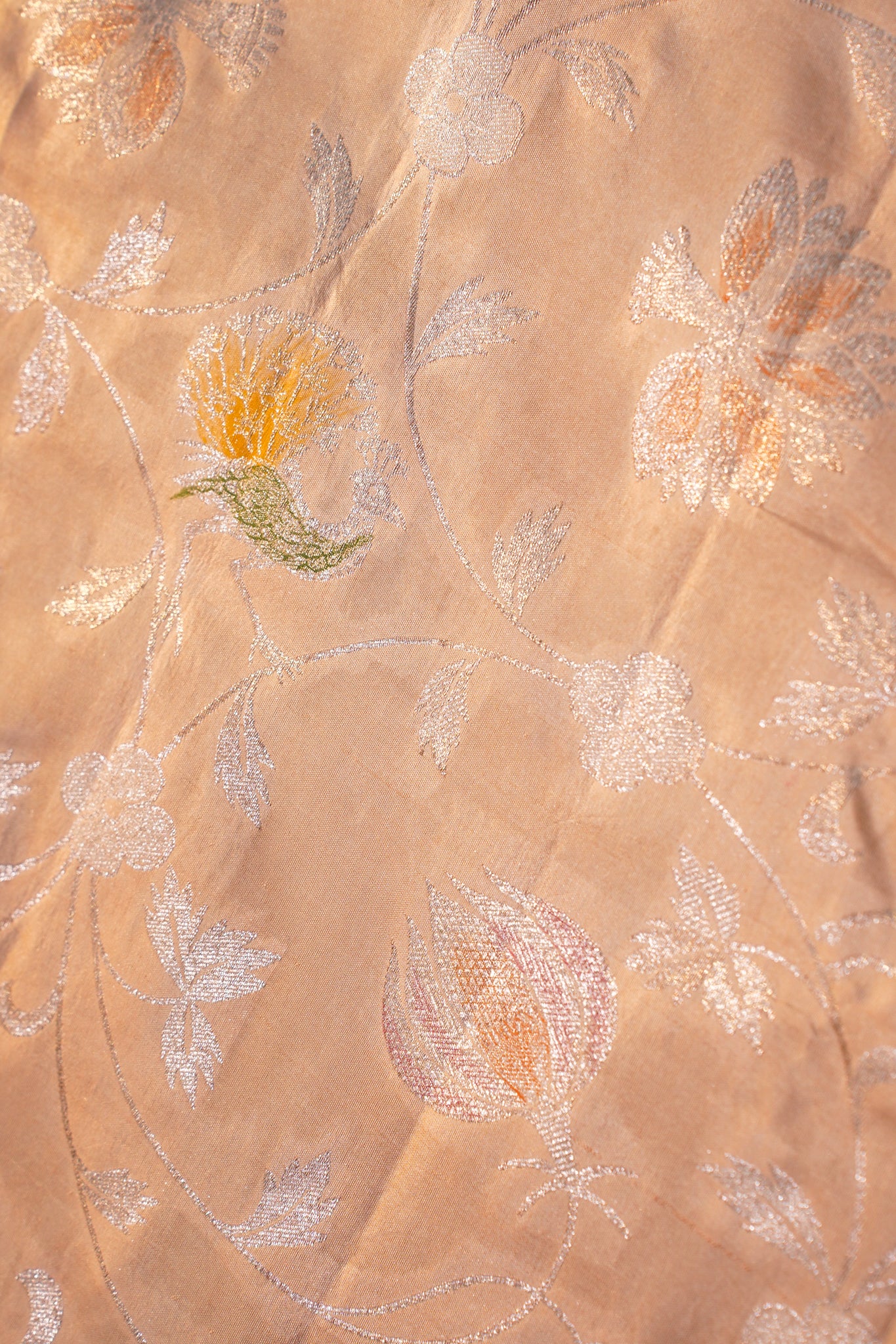VIRASAT 334: Dusty Coral Pure Handloom Katan Silk Saree with Zari Shikargah &amp; Meenakari Work - Silk Mark Certified