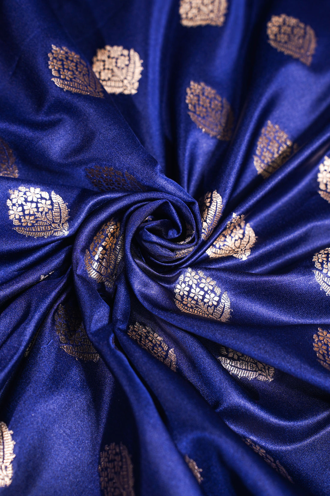 "MCF 9" Banarasi Handwoven Navi Blue Brocade Buta Fabric