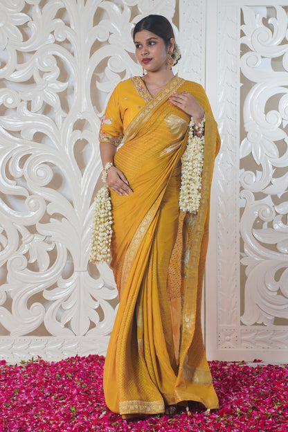 Yellow Banarasi Silk Saree