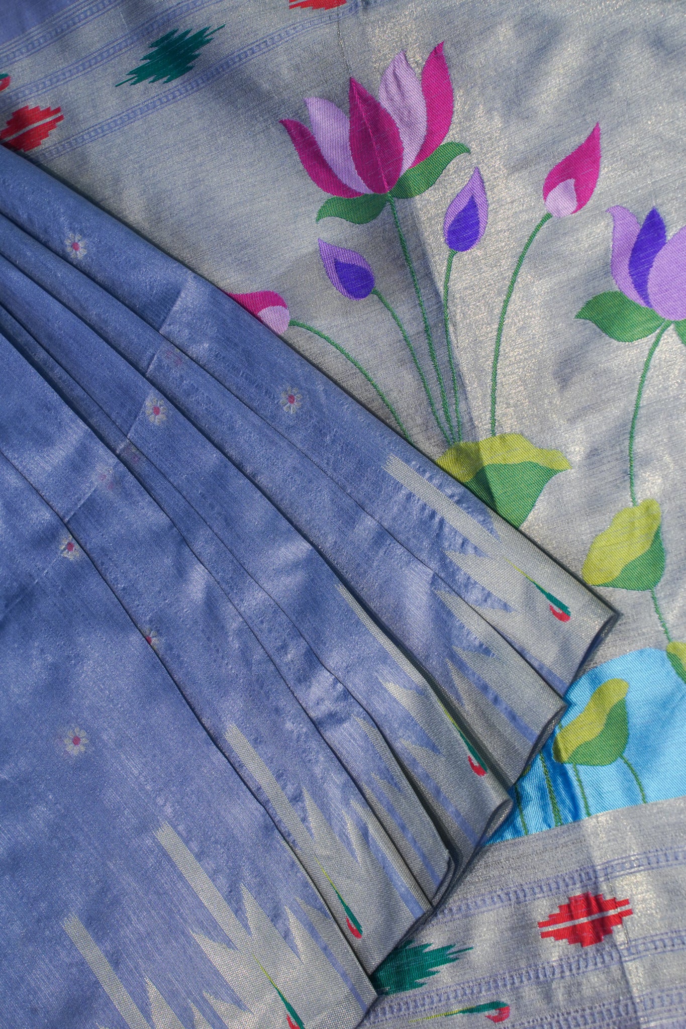 "UTSAV BANARAS 169" Banarasi  Elegant Blue Cotton Tissue Silk Saree With Kamal Butta