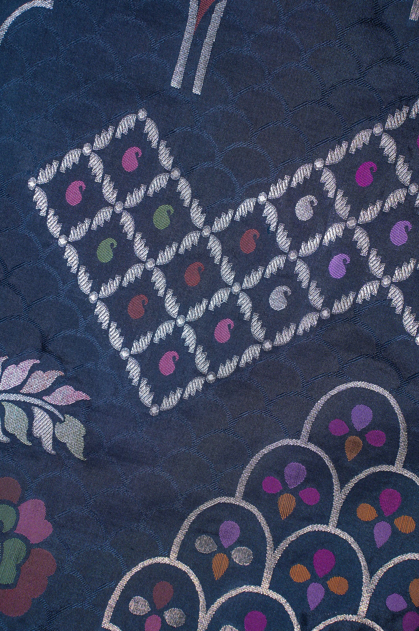 Founder Choice 036: Royal Black Pure Handloom Katan Silk Saree with Meenakari Floral Weaving