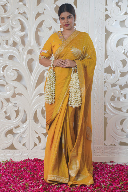 Yellow Banarasi Silk Saree