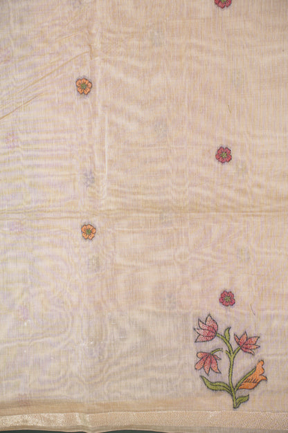 UTSAV BANARAS 331: Khaki Raw Silk Saree with Handwoven Elephant &amp; Floral Pallu