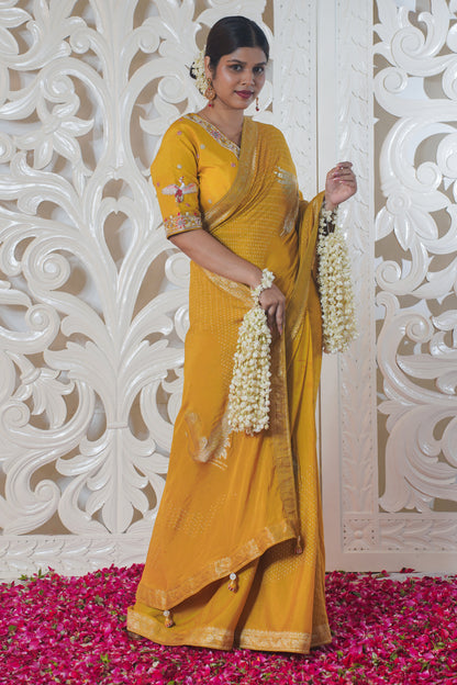 Yellow Banarasi Silk Saree