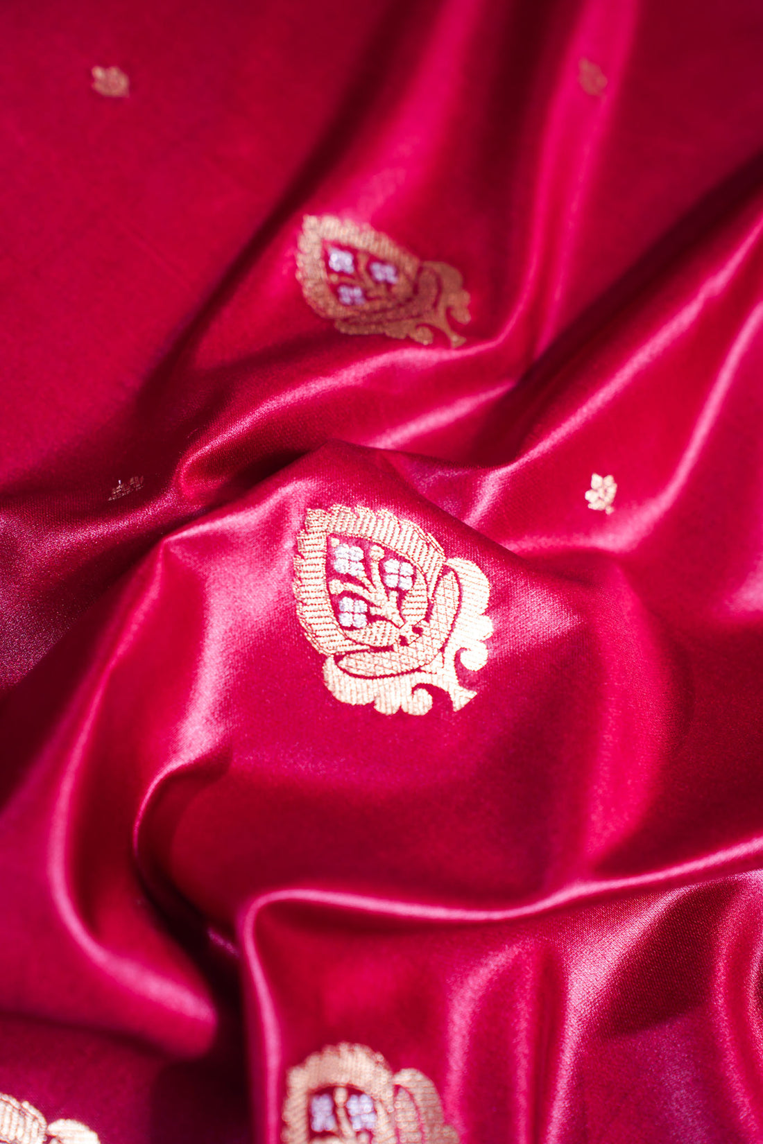 "MCF 5" Banarasi Handwoven Rich Maroon Brocade Buta Fabric