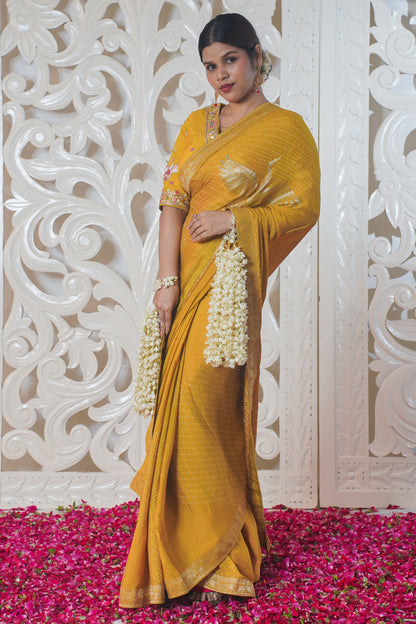 Yellow Banarasi Silk Saree