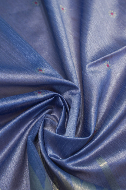"UTSAV BANARAS 169" Banarasi  Elegant Blue Cotton Tissue Silk Saree With Kamal Butta