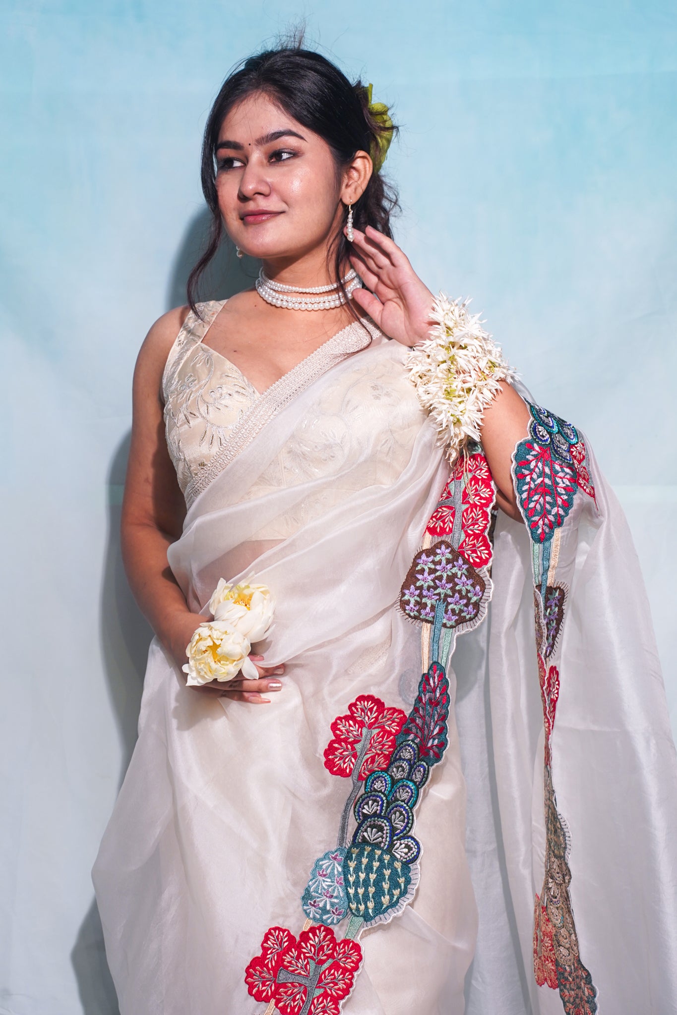 "Virasat 273" Banarasi Kora Silk Multicolor Pure Embroidery Meenakari Saree