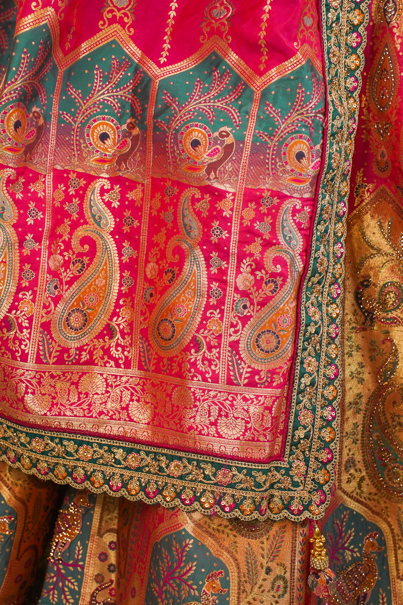 "MANSI 030" Banarasi Traditional Silk Lehenga with Cutwork Border, AD Work & Matching Banarasi Handbag