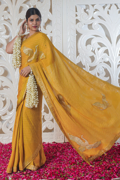 Yellow Banarasi Silk Saree