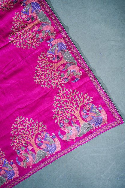 "Founder Choice 003" Banarasi Pure Embroidery Tusser Silk With Kadhai Work