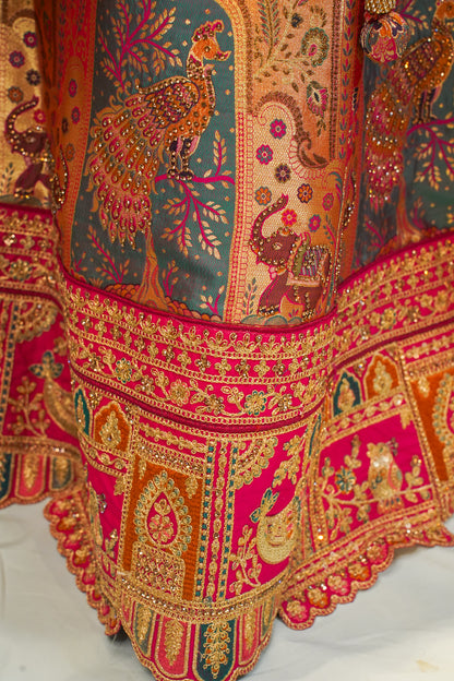 "MANSI 030" Banarasi Traditional Silk Lehenga with Cutwork Border, AD Work & Matching Banarasi Handbag