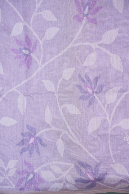 UTSAV BANARAS 333: Lavender Raw Silk Saree with Handwoven Floral Pallu