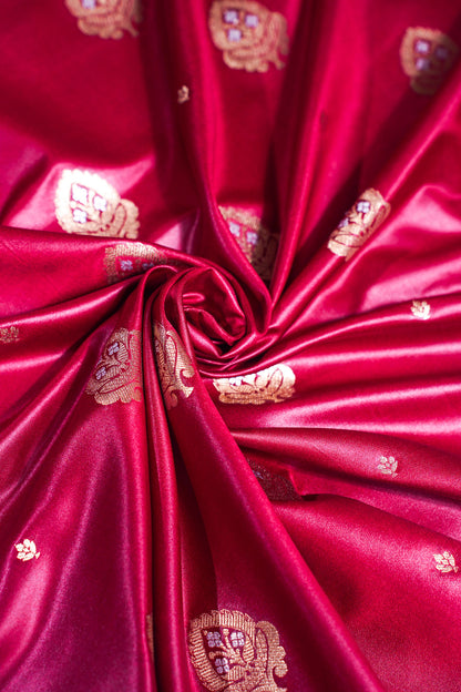 "MCF 5" Banarasi Handwoven Rich Maroon Brocade Buta Fabric