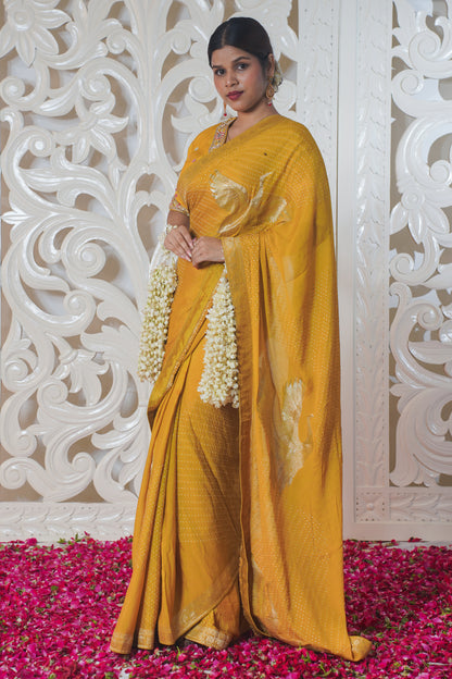 Yellow Banarasi Silk Saree