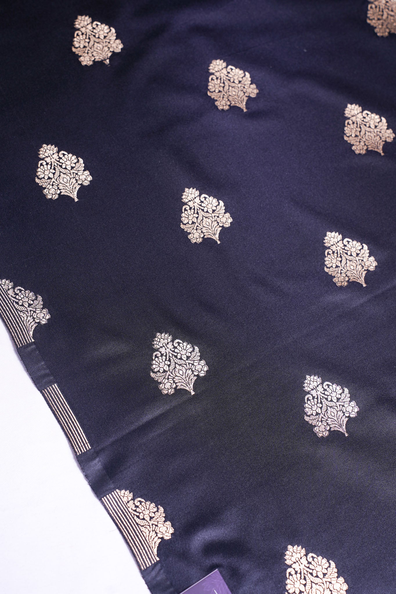 "MCF 6" Banarasi Zed Black Handwoven Brocade Buta Fabric